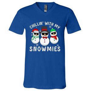 Chillin With My Snowmies Snowman Christmas Pajama V-Neck T-Shirt