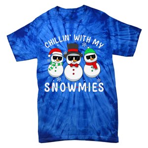 Chillin With My Snowmies Snowman Christmas Pajama Tie-Dye T-Shirt