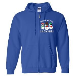 Chillin With My Snowmies Snowman Christmas Pajama Full Zip Hoodie