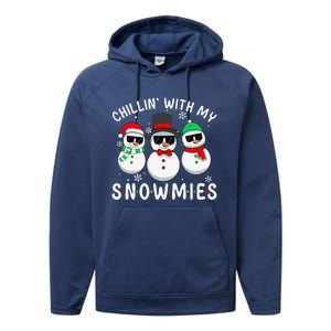 Chillin With My Snowmies Snowman Christmas Pajama Performance Fleece Hoodie