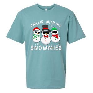 Chillin With My Snowmies Snowman Christmas Pajama Sueded Cloud Jersey T-Shirt