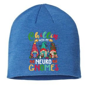 Chillin With My Neuro Nurse Gnomies Three Gnomes Xmas Funny Gift Sustainable Beanie