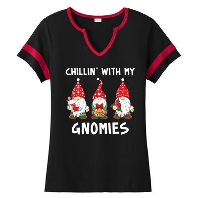 Chillin With My Gnomies Christmas Holiday Ladies Halftime Notch Neck Tee