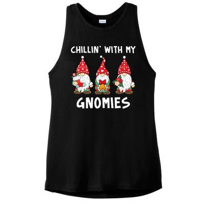 Chillin With My Gnomies Christmas Holiday Ladies PosiCharge Tri-Blend Wicking Tank