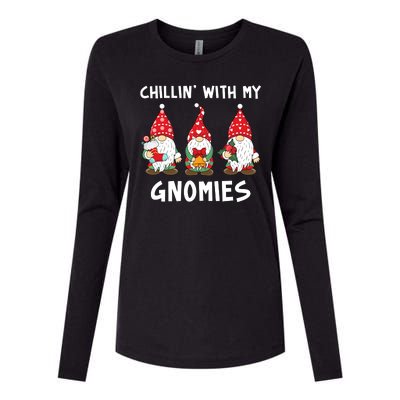 Chillin With My Gnomies Christmas Holiday Womens Cotton Relaxed Long Sleeve T-Shirt