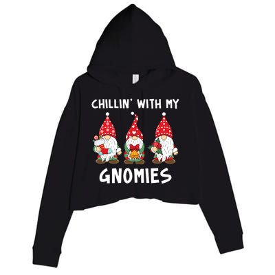 Chillin With My Gnomies Christmas Holiday Crop Fleece Hoodie