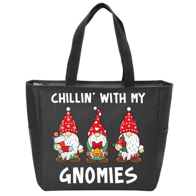 Chillin With My Gnomies Christmas Holiday Zip Tote Bag