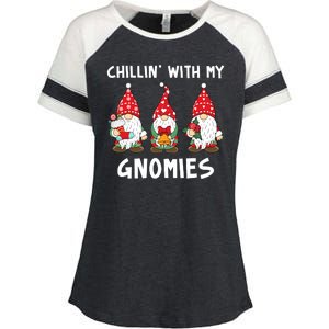 Chillin With My Gnomies Christmas Holiday Enza Ladies Jersey Colorblock Tee