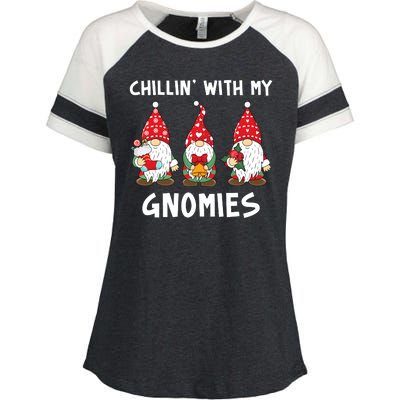 Chillin With My Gnomies Christmas Holiday Enza Ladies Jersey Colorblock Tee