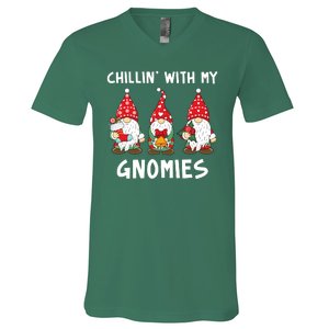 Chillin With My Gnomies Christmas Holiday V-Neck T-Shirt