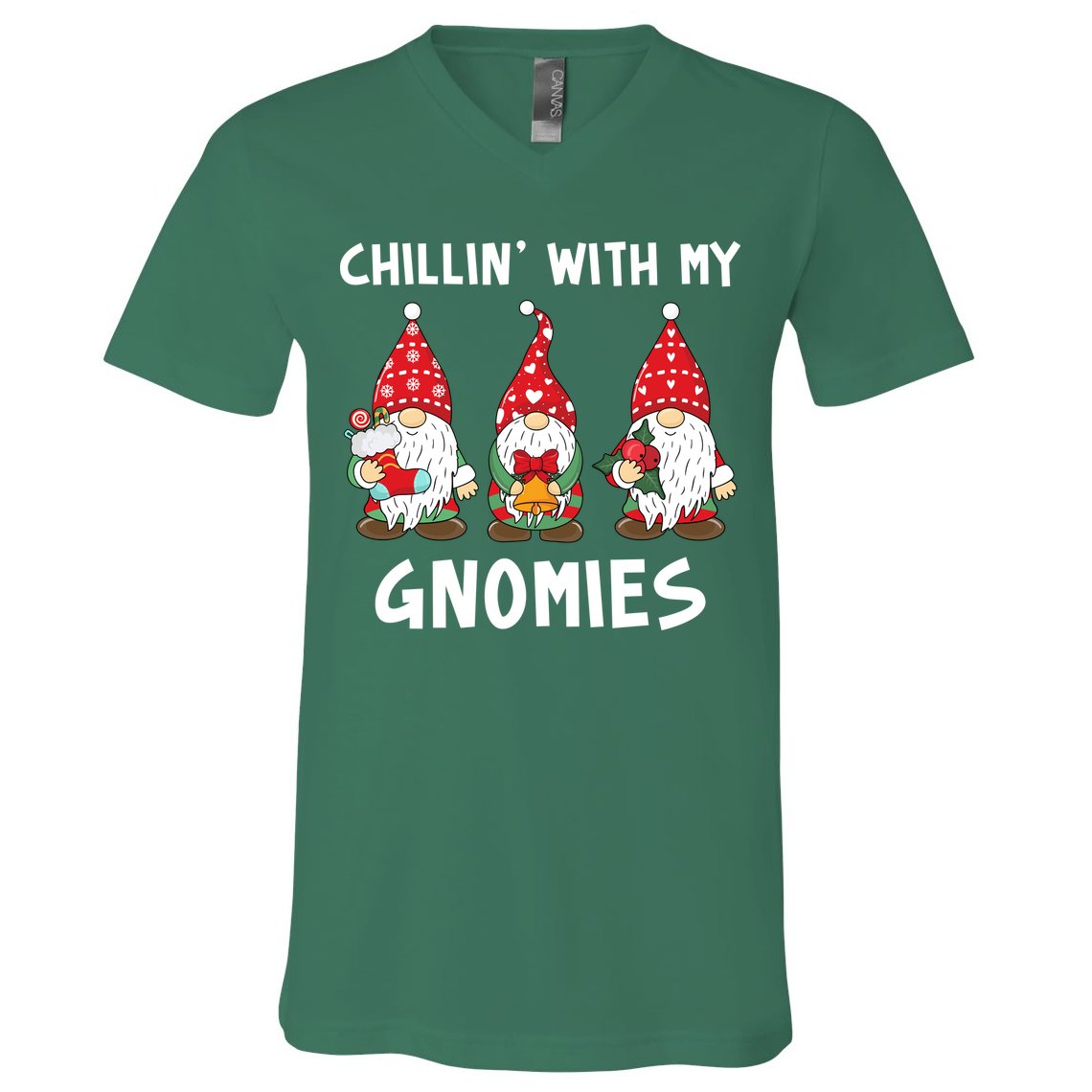 Chillin With My Gnomies Christmas Holiday V-Neck T-Shirt