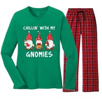 Chillin With My Gnomies Christmas Holiday Women's Long Sleeve Flannel Pajama Set 