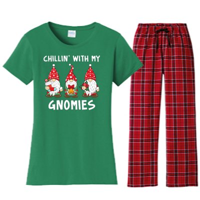 Chillin With My Gnomies Christmas Holiday Women's Flannel Pajama Set