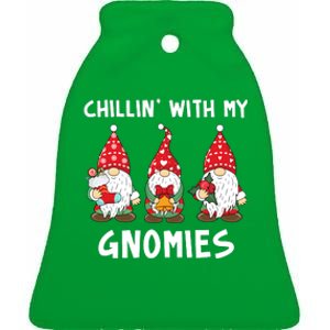 Chillin With My Gnomies Christmas Holiday Ceramic Bell Ornament