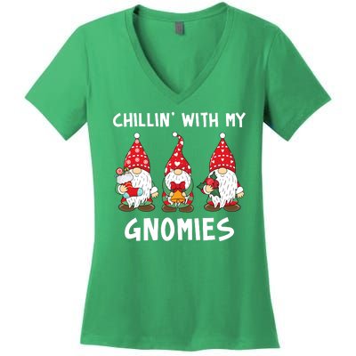 Chillin With My Gnomies Christmas Holiday Women's V-Neck T-Shirt