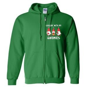 Chillin With My Gnomies Christmas Holiday Full Zip Hoodie