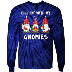 Chillin With My Gnomies Christmas Holiday Tie-Dye Long Sleeve Shirt