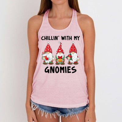 Chillin With My Gnomies Christmas Holiday Women's Knotted Racerback Tank