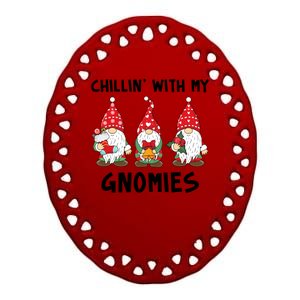 Chillin With My Gnomies Christmas Holiday Ceramic Oval Ornament