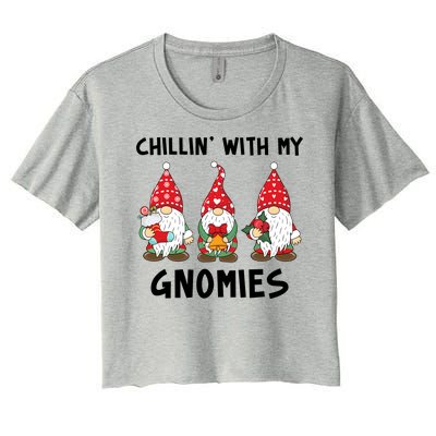 Chillin With My Gnomies Christmas Holiday Women's Crop Top Tee