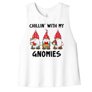 Chillin With My Gnomies Christmas Holiday Women's Racerback Cropped Tank