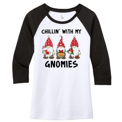 Chillin With My Gnomies Christmas Holiday Women's Tri-Blend 3/4-Sleeve Raglan Shirt