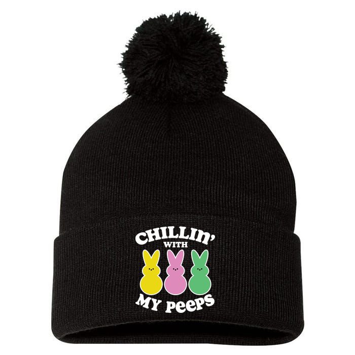 Chillin With My Peeps Pom Pom 12in Knit Beanie