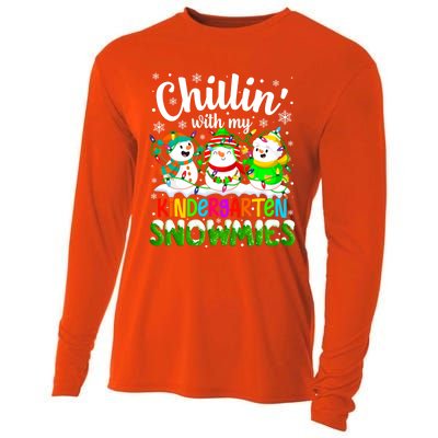 Chillin With My Kindergarten Snowmies Kindergarten Teacher Gift Cooling Performance Long Sleeve Crew