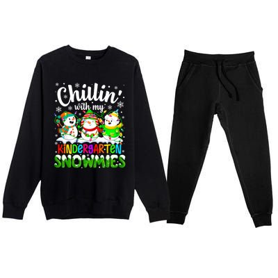 Chillin With My Kindergarten Snowmies Kindergarten Teacher Gift Premium Crewneck Sweatsuit Set