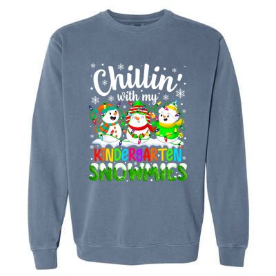 Chillin With My Kindergarten Snowmies Kindergarten Teacher Gift Garment-Dyed Sweatshirt