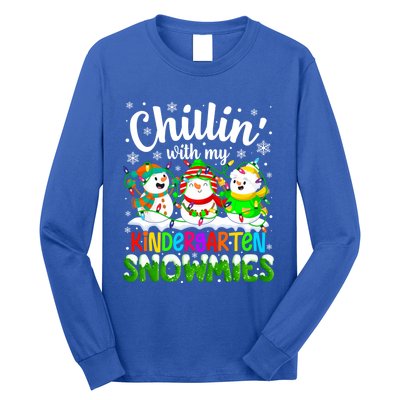 Chillin With My Kindergarten Snowmies Kindergarten Teacher Gift Long Sleeve Shirt