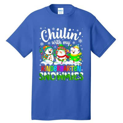 Chillin With My Kindergarten Snowmies Kindergarten Teacher Gift Tall T-Shirt