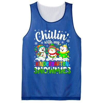 Chillin With My Kindergarten Snowmies Kindergarten Teacher Gift Mesh Reversible Basketball Jersey Tank