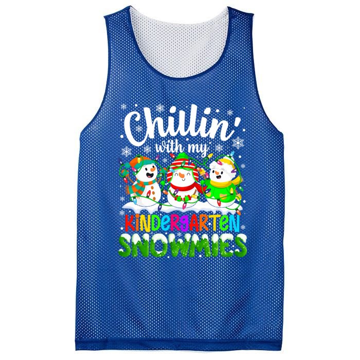 Chillin With My Kindergarten Snowmies Kindergarten Teacher Gift Mesh Reversible Basketball Jersey Tank