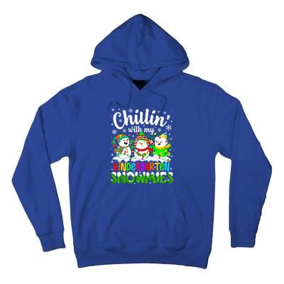 Chillin With My Kindergarten Snowmies Kindergarten Teacher Gift Tall Hoodie