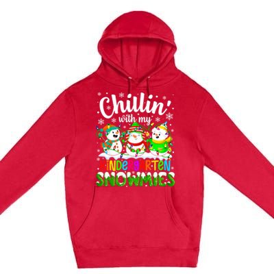 Chillin With My Kindergarten Snowmies Kindergarten Teacher Gift Premium Pullover Hoodie