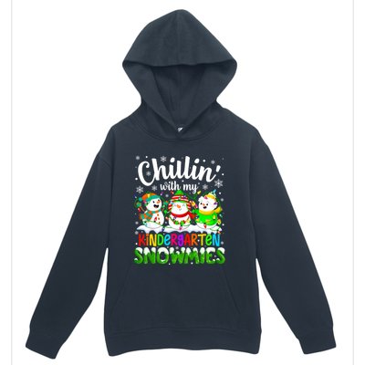 Chillin With My Kindergarten Snowmies Kindergarten Teacher Gift Urban Pullover Hoodie