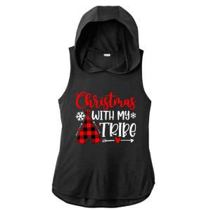 Christmas With My Tribe Red Plaid Family Matching Outfit Gift Ladies PosiCharge Tri-Blend Wicking Draft Hoodie Tank