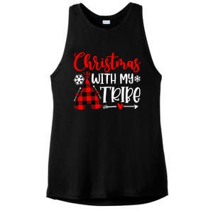 Christmas With My Tribe Red Plaid Family Matching Outfit Gift Ladies PosiCharge Tri-Blend Wicking Tank