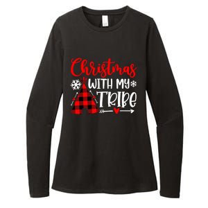 Christmas With My Tribe Red Plaid Family Matching Outfit Gift Womens CVC Long Sleeve Shirt