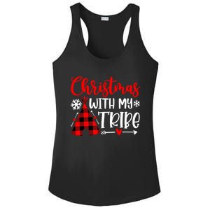 Christmas With My Tribe Red Plaid Family Matching Outfit Gift Ladies PosiCharge Competitor Racerback Tank