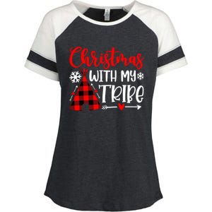 Christmas With My Tribe Red Plaid Family Matching Outfit Gift Enza Ladies Jersey Colorblock Tee