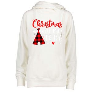 Christmas With My Tribe Red Plaid Family Matching Outfit Gift Womens Funnel Neck Pullover Hood