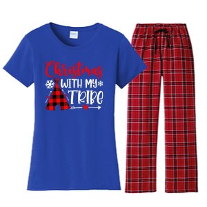 Christmas With My Tribe Red Plaid Family Matching Outfit Gift Women's Flannel Pajama Set