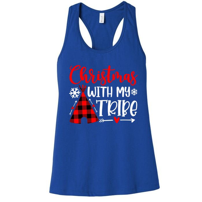 Christmas With My Tribe Red Plaid Family Matching Outfit Gift Women's Racerback Tank