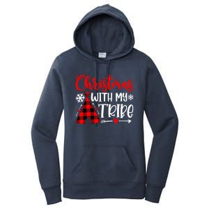 Christmas With My Tribe Red Plaid Family Matching Outfit Gift Women's Pullover Hoodie