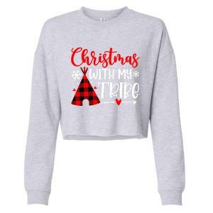 Christmas With My Tribe Red Plaid Family Matching Outfit Gift Cropped Pullover Crew