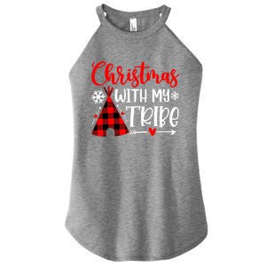 Christmas With My Tribe Red Plaid Family Matching Outfit Gift Women's Perfect Tri Rocker Tank