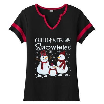 Chillin With My Snowmies Family Pajamas Snow Christmas Meaningful Gift Ladies Halftime Notch Neck Tee