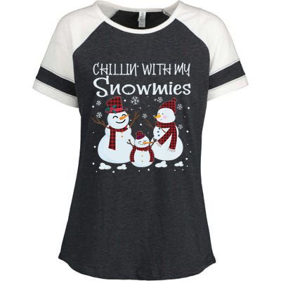 Chillin With My Snowmies Family Pajamas Snow Christmas Meaningful Gift Enza Ladies Jersey Colorblock Tee